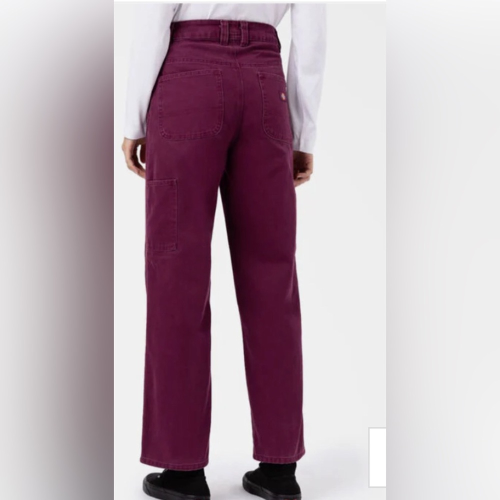 🔥Urban Outfitters DICKIES WOMEN'S DUCK CANVAS PANTS - GRAPE WINE. NWT - Picture 2 of 8